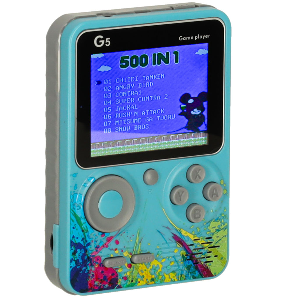 Retro-blue-mini-portable-games-console-162048 Prijenosna mini retro elektronička igraća konzola s 500 igara, plava