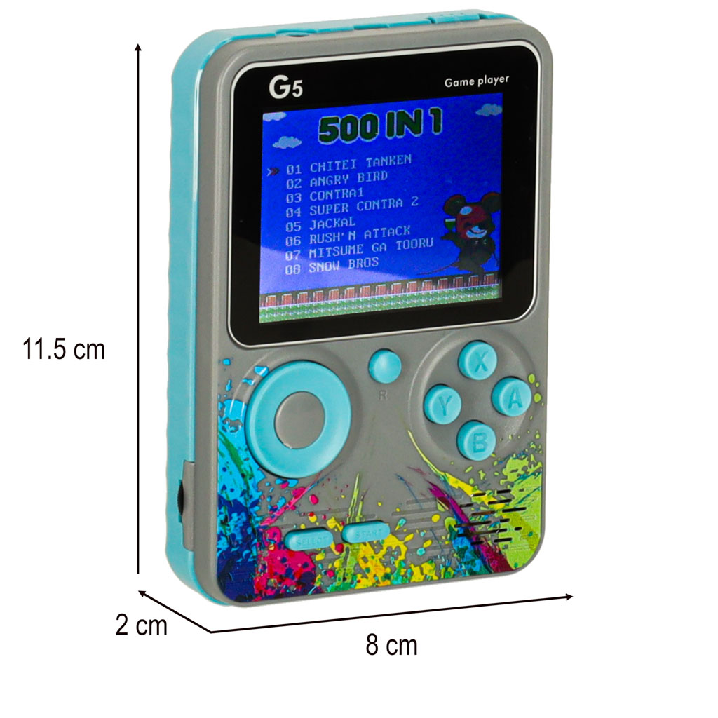 Prijenosna mini retro elektronička igraća konzola s 500 igara, siva