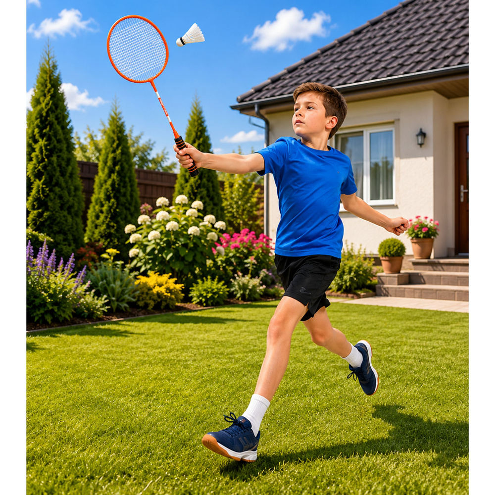 eng_pl_Badminton-Set-3-Rackets-Shuttlecocks-Orange-Case-31924_4 Set za badminton: reketi, 3 loptice i navlaka – narančasti
