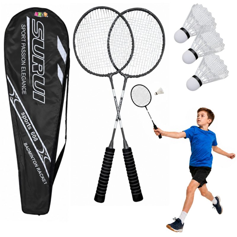 eng_pl_Badminton-Set-Rackets-3-Shuttlecocks-Cover-Black-31926_1 Set za badminton: reketi, 3 loptice i navlaka – crni