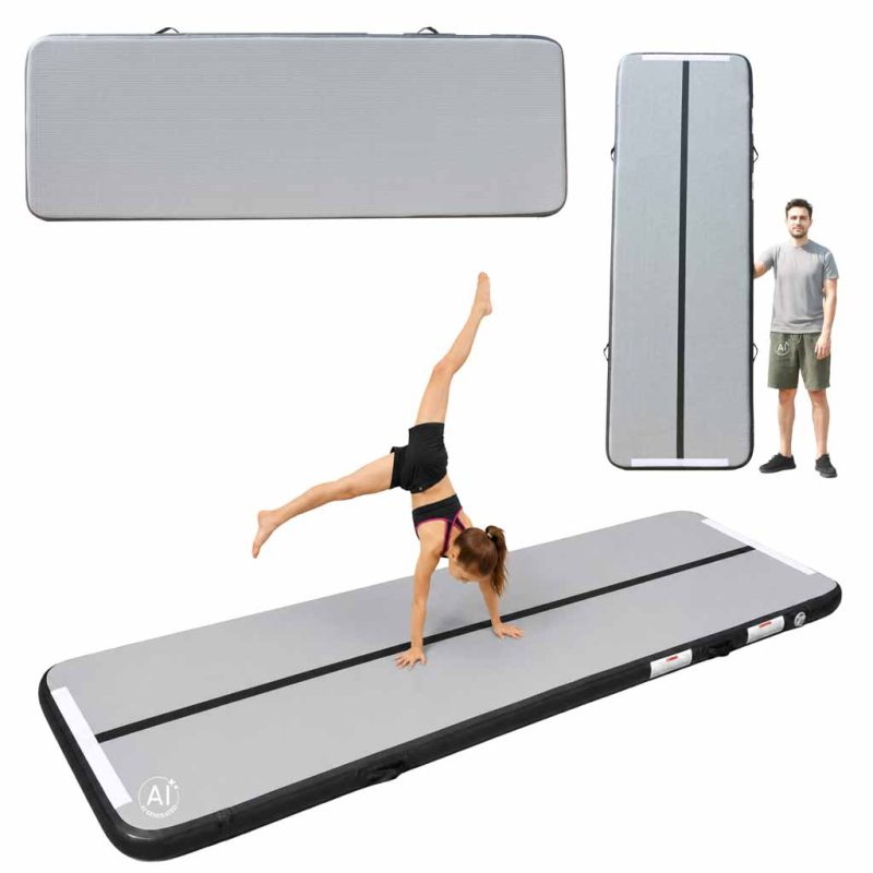 Zračna gimnastička podloga / podloga za vježbanje s pumpom – siva