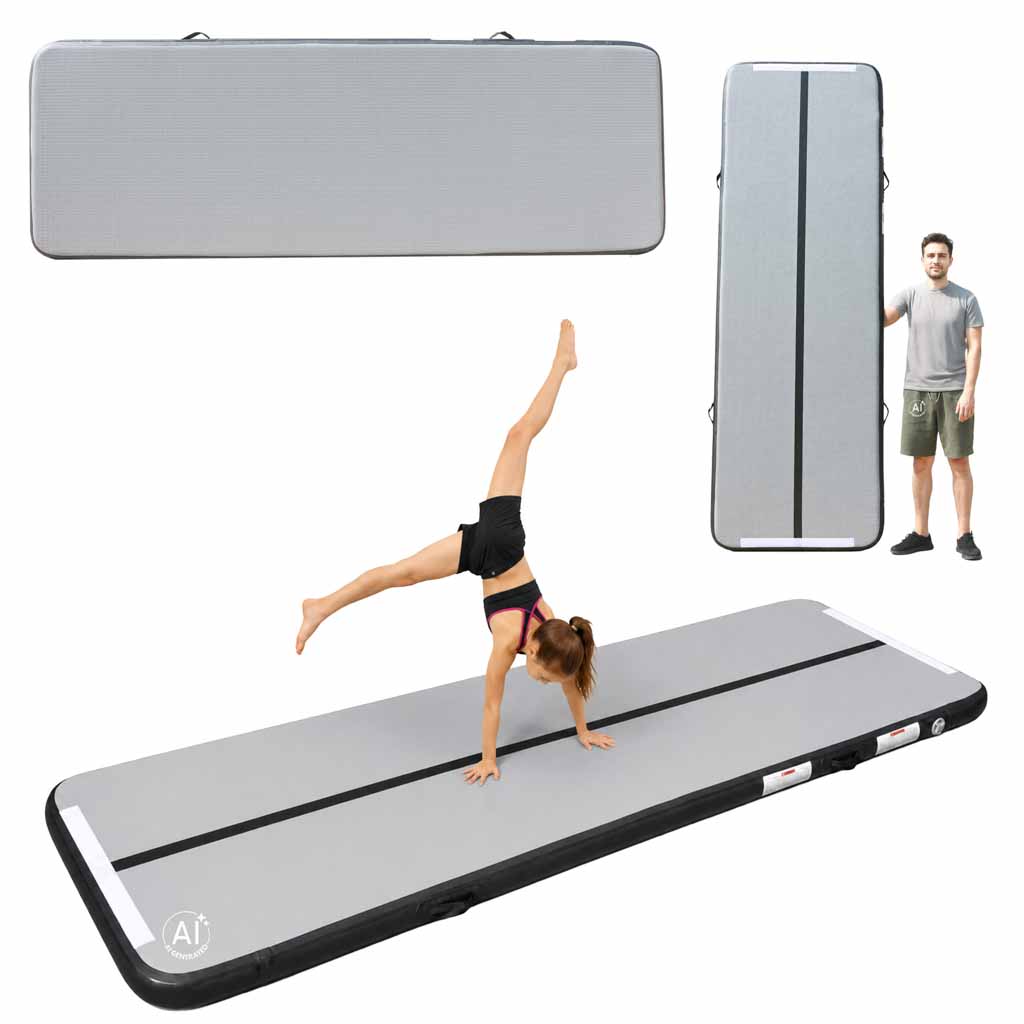 Zračna gimnastička podloga / podloga za vježbanje s pumpom – siva