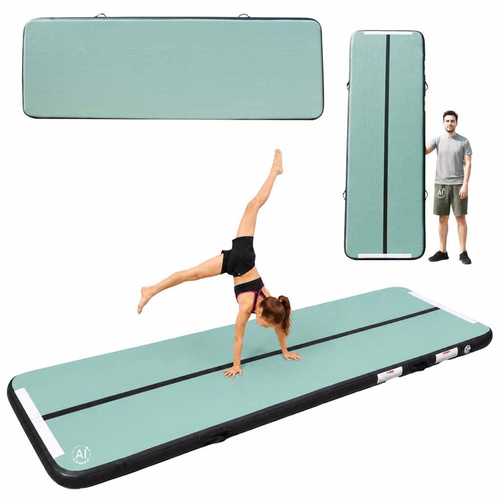 Zračna gimnastička podloga / podloga za vježbanje s pumpom – zelena