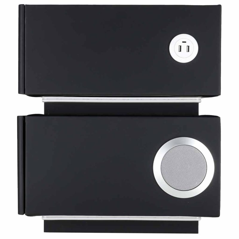 Bedside-cabinet-hanging-with-drawers-LED-lighting-a-USB-charging-port-and-a-Bluetooth-speaker-black-190658 Pametni noćni ormarić s bravom na otisak prsta i bežičnim punjenjem – crni