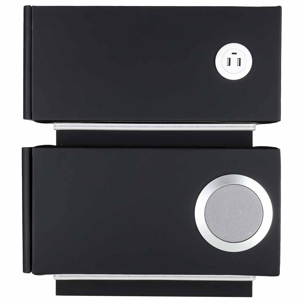 Bedside-cabinet-hanging-with-drawers-LED-lighting-a-USB-charging-port-and-a-Bluetooth-speaker-black-190658 Pametni noćni ormarić s bravom na otisak prsta i bežičnim punjenjem – crni
