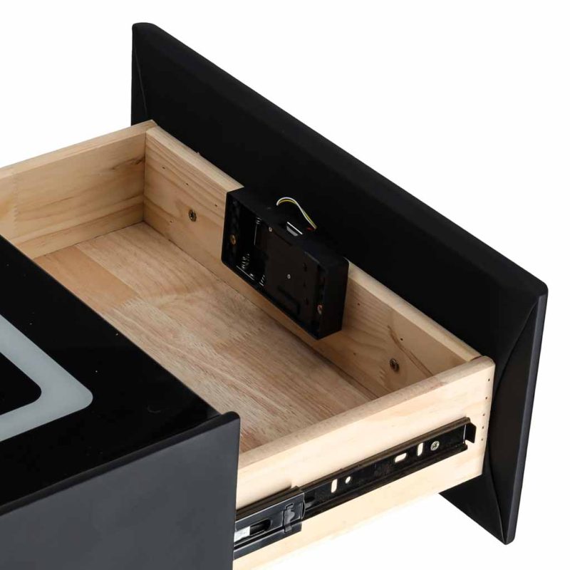 Bedside-cabinet-hanging-with-drawers-LED-lighting-a-USB-charging-port-and-a-Bluetooth-speaker-black-190661 Pametni noćni ormarić s bravom na otisak prsta i bežičnim punjenjem – crni