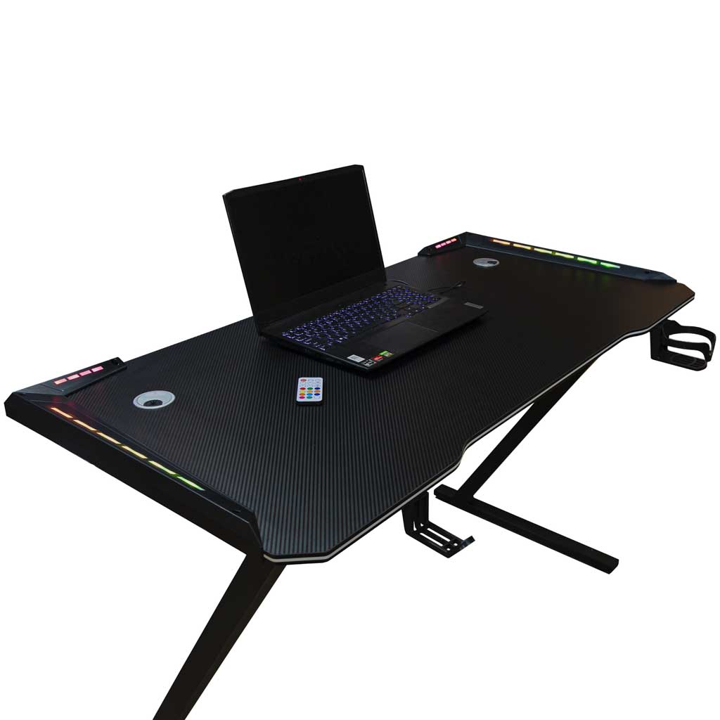 Gaming stol s RGB LED rasvjetom i nosačima za računalo, 120 x 60 cm