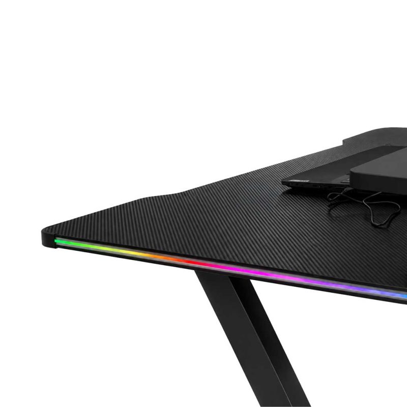 Gaming stol s RGB LED nastavkom i nosačima za računalo, dimenzija 120 x 60 cm