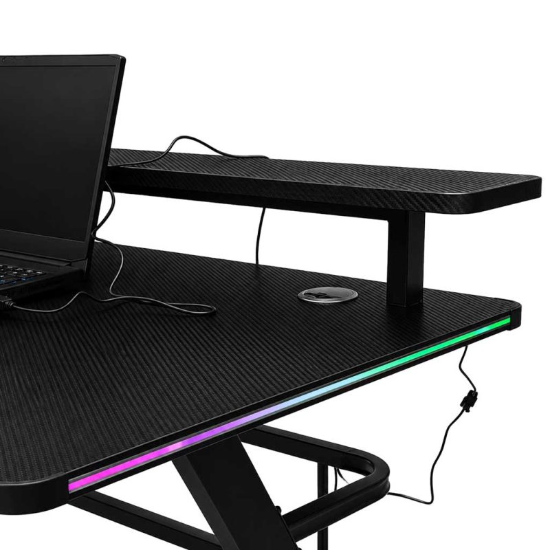 Gaming stol s RGB LED nastavkom i nosačima za računalo, dimenzija 120 x 60 cm
