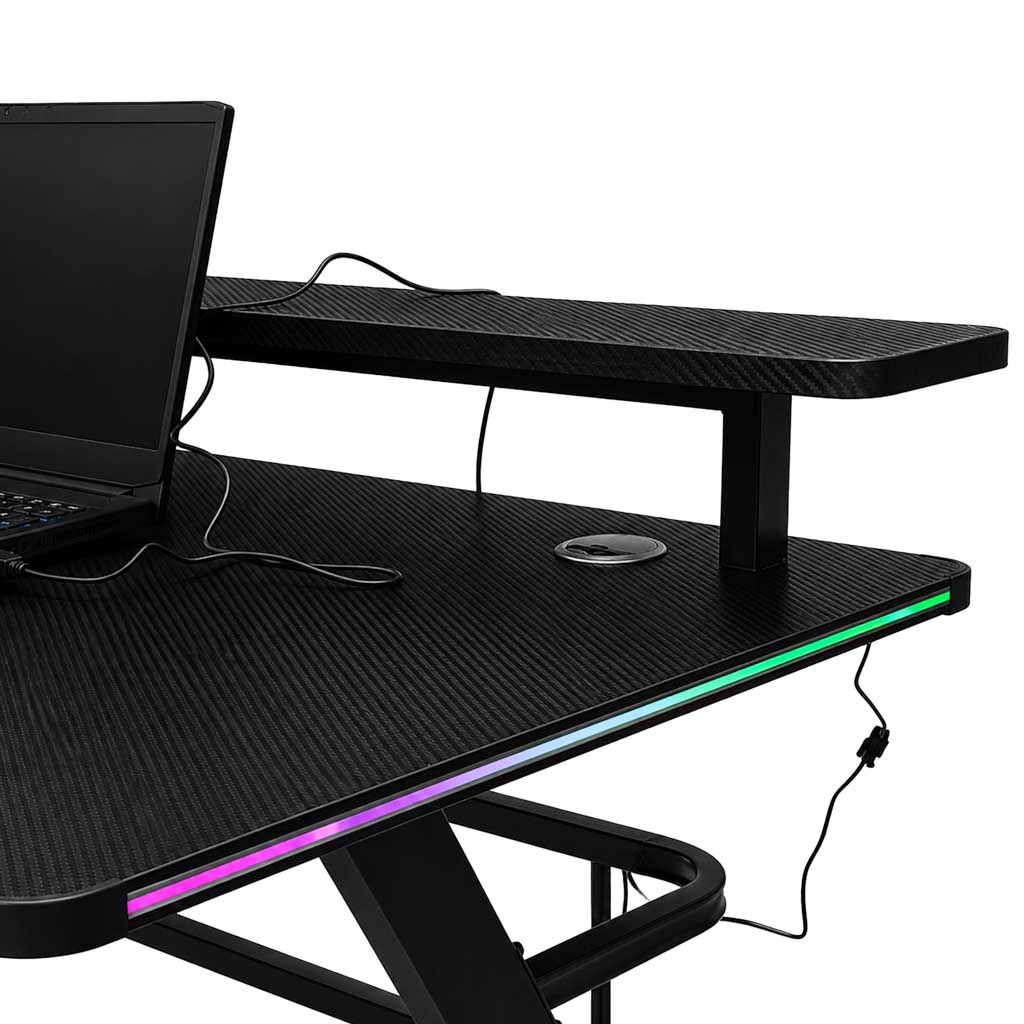 Gaming stol s RGB LED nastavkom i nosačima za računalo, dimenzija 120 x 60 cm