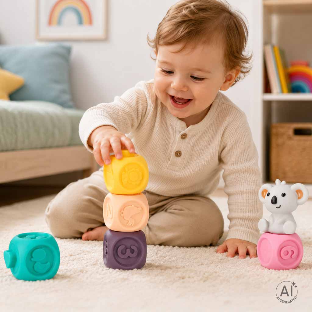 Soft-sensory-educational-stacking-pyramid-blocks-13-piece-set-190717 Set od 13 mekanih senzornih edukativnih blokova za slaganje u obliku piramide