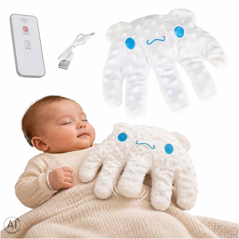 Soothing-baby-pillow-for-falling-asleep-with-patting-function-hand-191277 Umirujući jastuk za bebe s funkcijom tapkanja rukom za lakše uspavljivanje