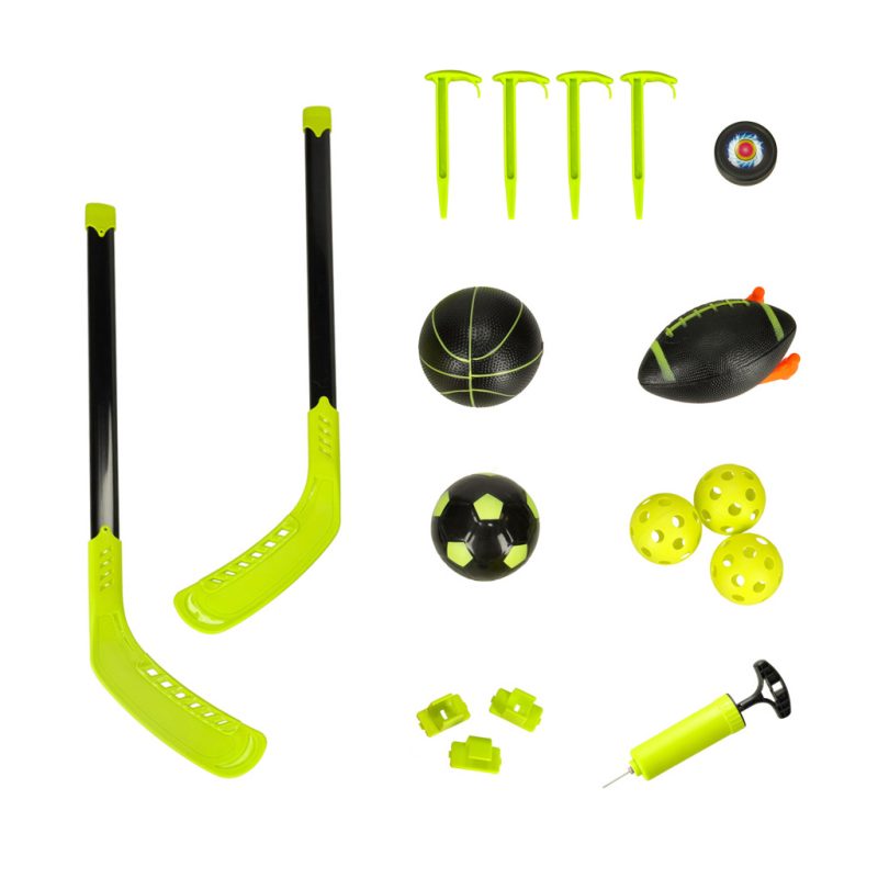 Sports-set-6in1-goal-basket-field-hockey-ball-shield-156604 Sportski set 6 u 1: gol, koš, hokej na travi, lopta