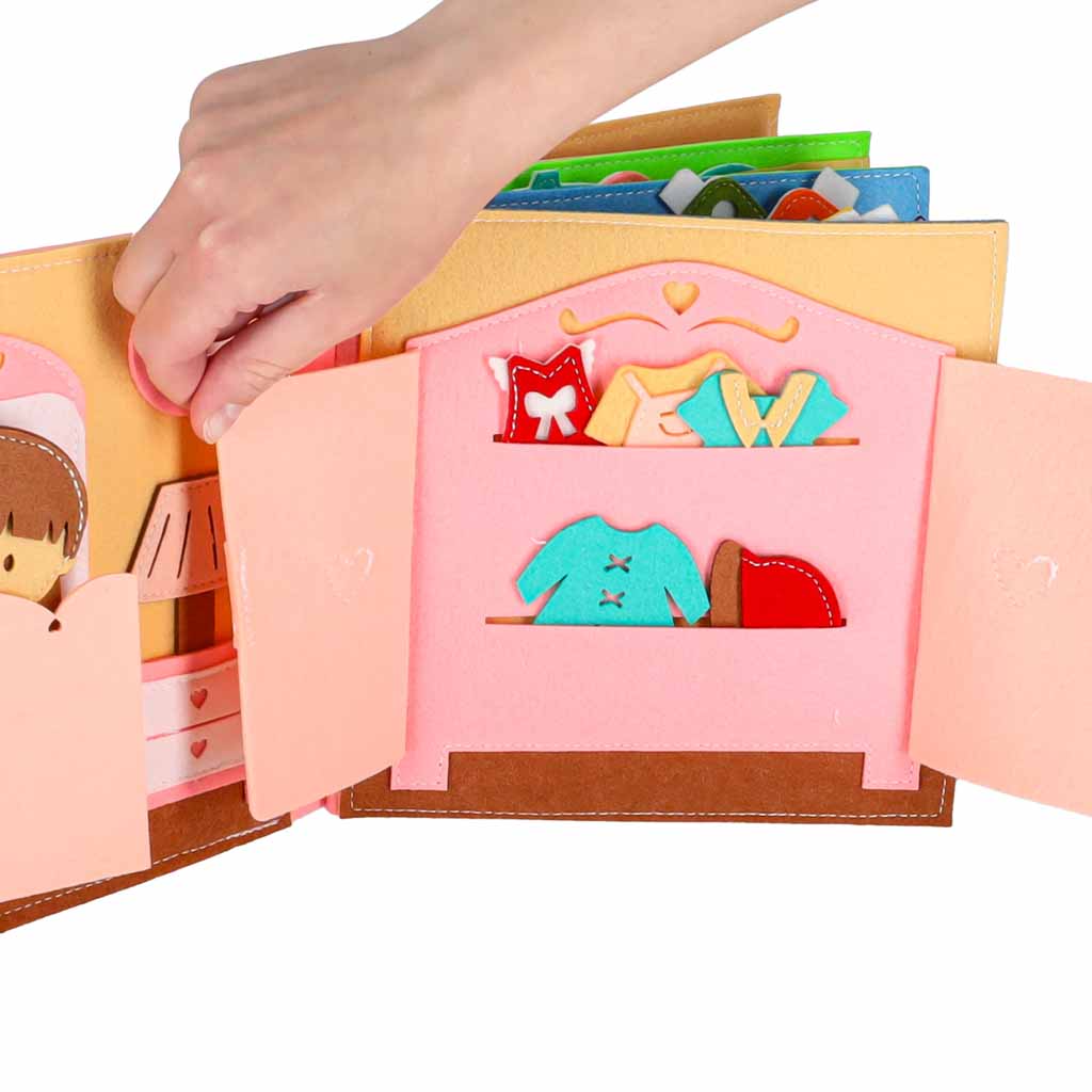 3D edukativna senzorna knjiga od filca s pomičnim dijelovima – Kuća