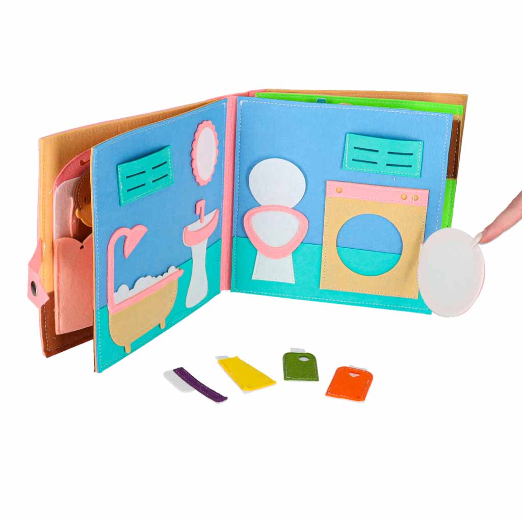 3D edukativna senzorna knjiga od filca s pomičnim dijelovima – Kuća