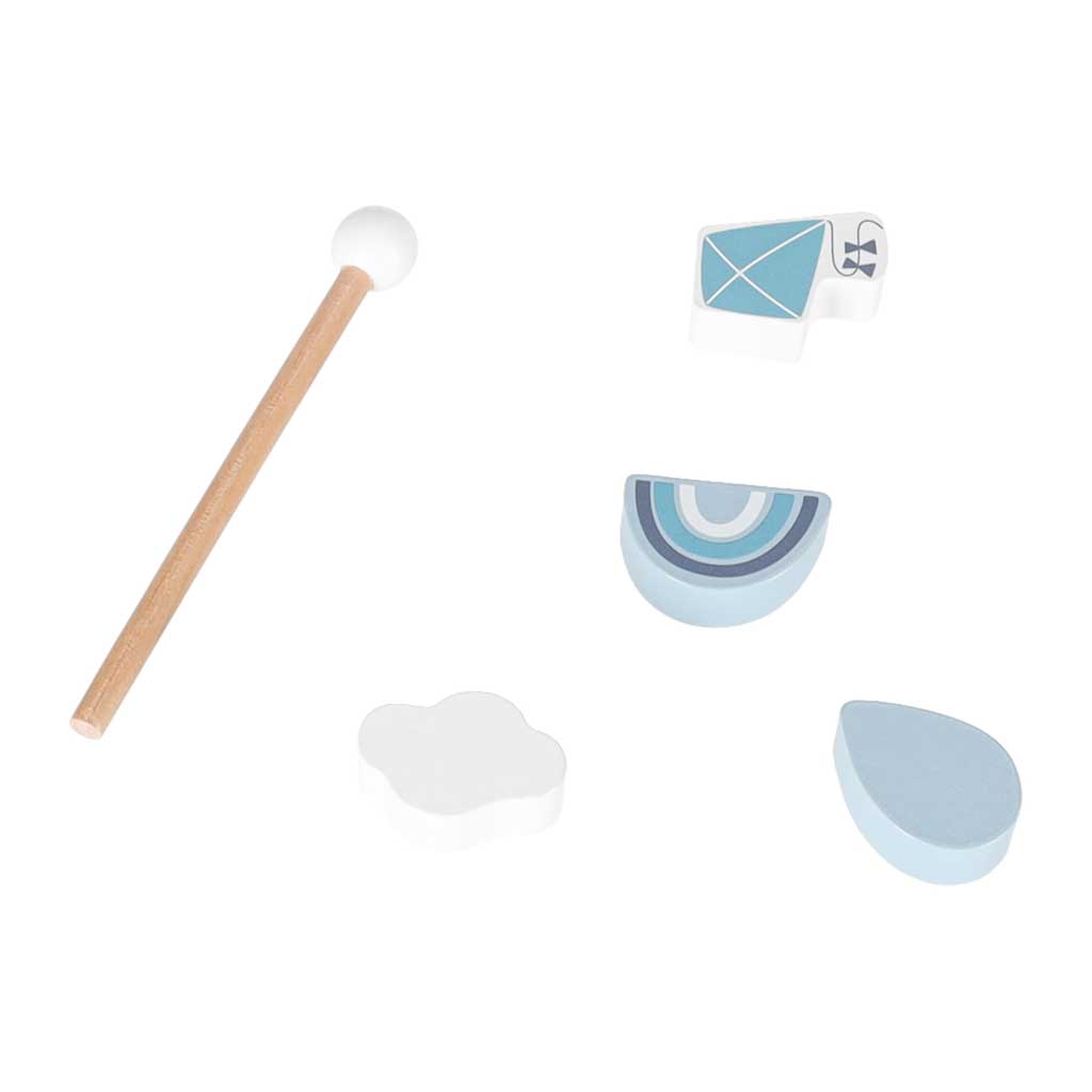 Plava drvena edukativna kocka 5 u 1 za razvoj motorike i manipulativnih vještina