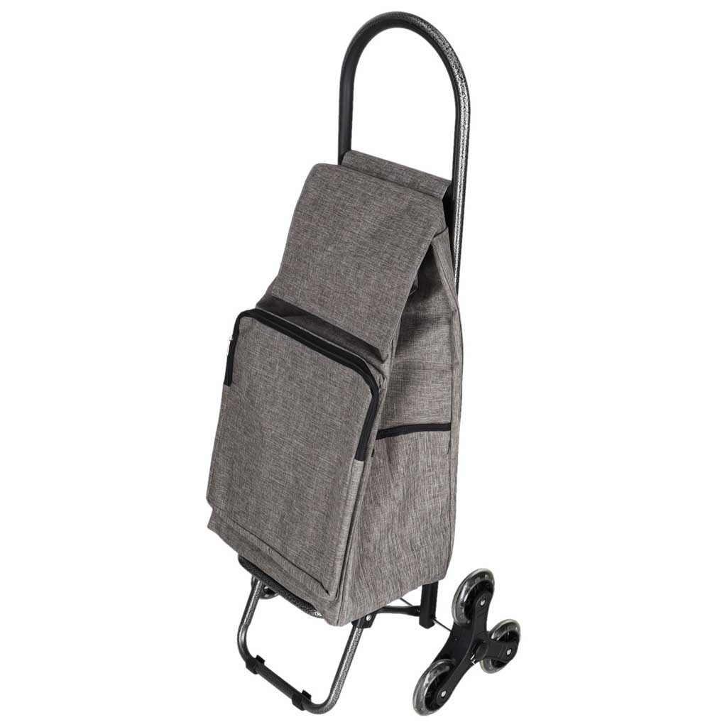 6-Wheel-Shopping-Trolley-with-Insulated-Pocket-95-cm-Gray-192348 Kolica za kupovinu sa 6 kotača i izoliranim džepom, 95 cm, siva