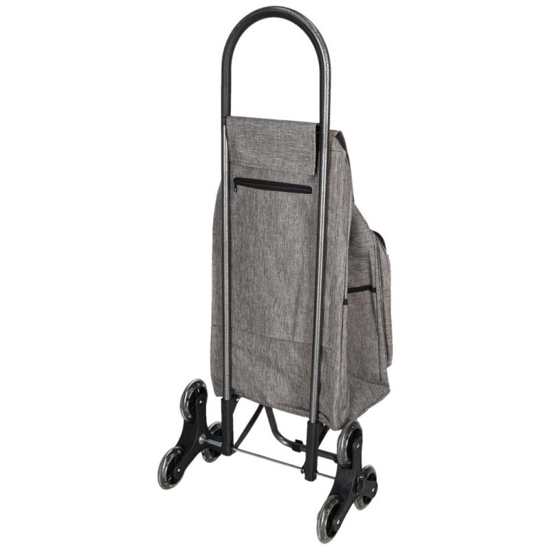 6-Wheel-Shopping-Trolley-with-Insulated-Pocket-95-cm-Gray-192349 Kolica za kupovinu sa 6 kotača i izoliranim džepom, 95 cm, siva