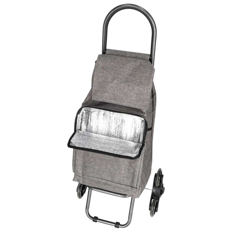 6-Wheel-Shopping-Trolley-with-Insulated-Pocket-95-cm-Gray-192351 Kolica za kupovinu sa 6 kotača i izoliranim džepom, 95 cm, siva