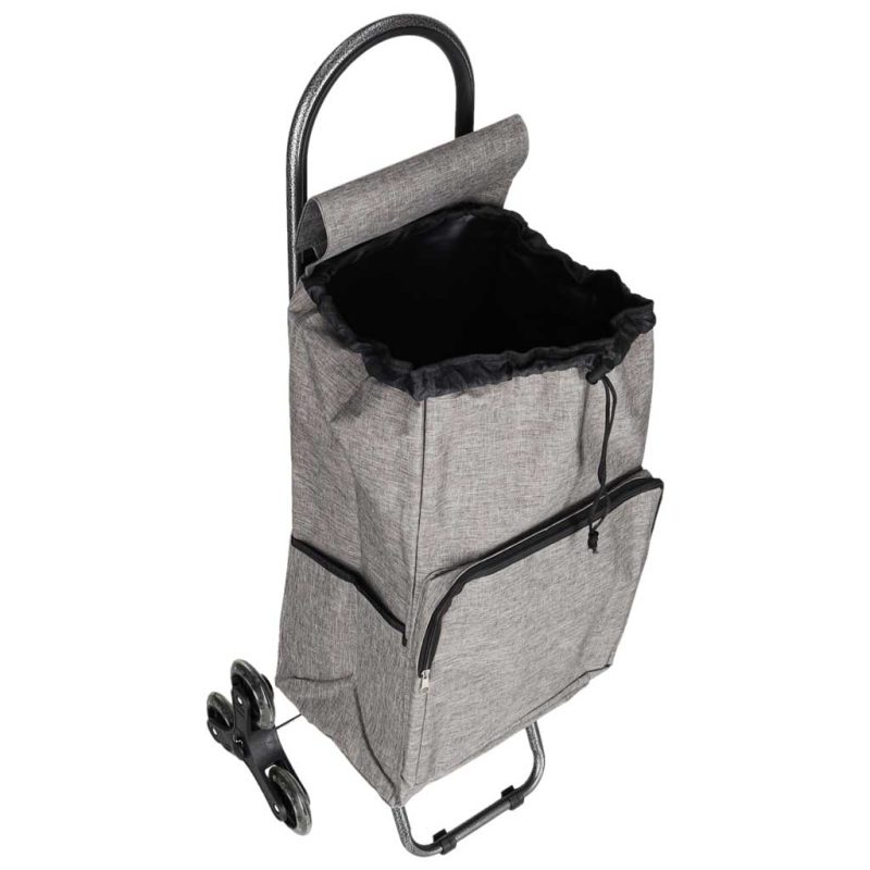 6-Wheel-Shopping-Trolley-with-Insulated-Pocket-95-cm-Gray-192352 Kolica za kupovinu sa 6 kotača i izoliranim džepom, 95 cm, siva
