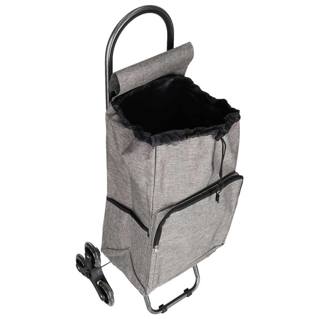 6-Wheel-Shopping-Trolley-with-Insulated-Pocket-95-cm-Gray-192352 Kolica za kupovinu sa 6 kotača i izoliranim džepom, 95 cm, siva