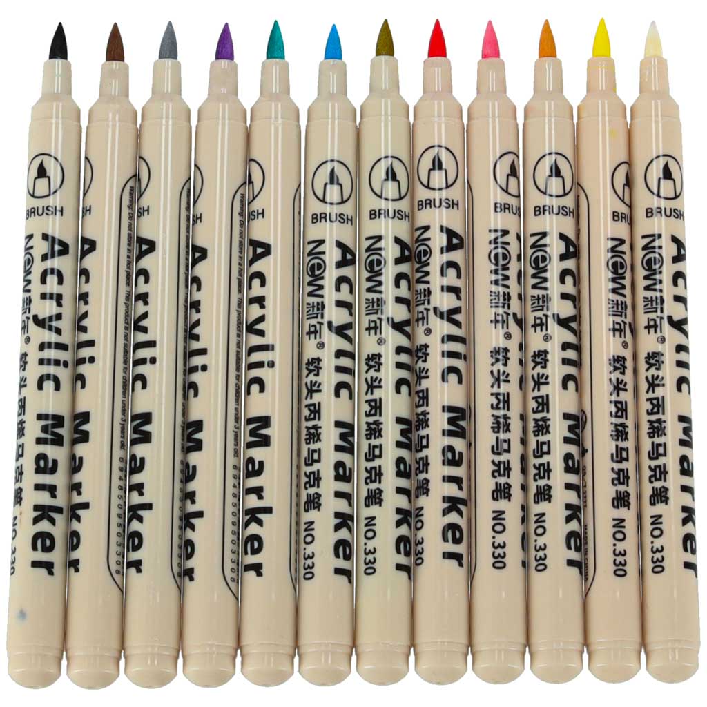 Acrylic-fabric-markers-stone-marker-pens-DIY-waterproof-markers-12-pcs-167926 Akrilni markeri za tkaninu, markeri za kamen, vodootporni markeri "uradi sam" 12 kom.