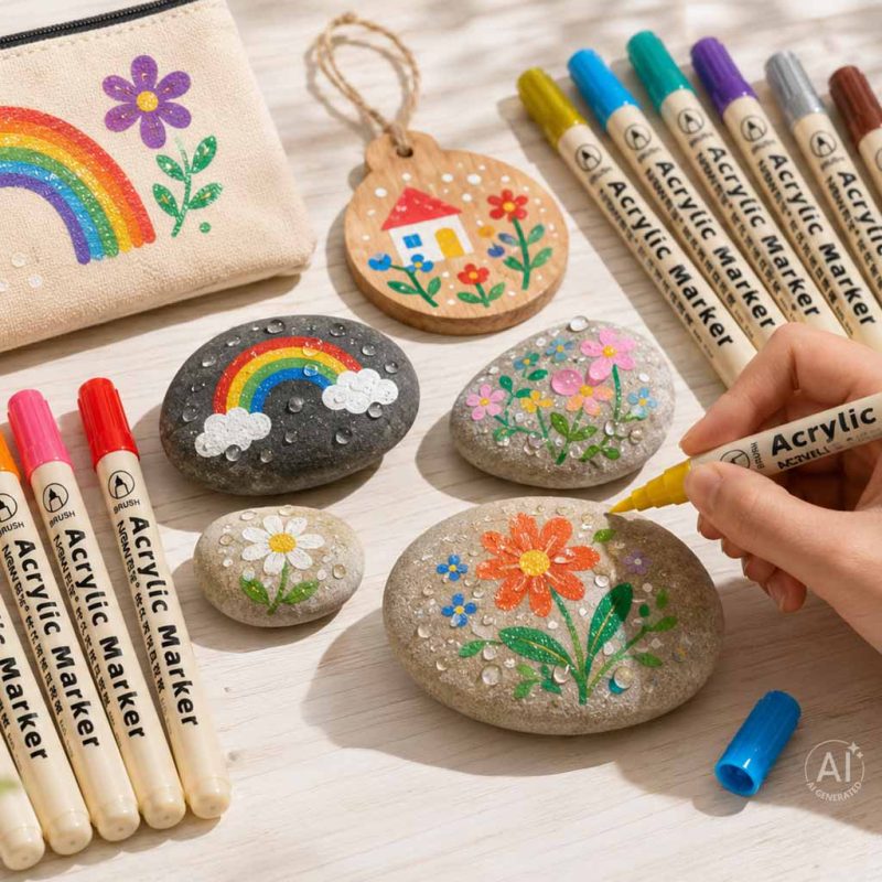 Acrylic-fabric-markers-stone-marker-pens-DIY-waterproof-markers-12-pcs-189848 Akrilni markeri za tkaninu, markeri za kamen, vodootporni markeri "uradi sam" 12 kom.