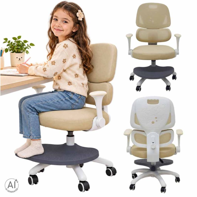 Children-s-desk-chair-ergonomic-swivel-adjustable-beige-192098 Ergonomska dječja stolica, okretna i podesiva, bež