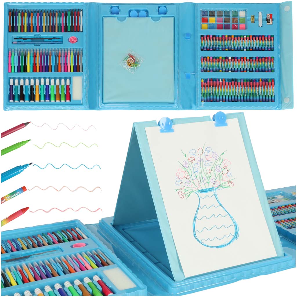 Paint-art-set-in-a-suitcase-208-items-crayons-pastels-markers-markers-pens-paints-ruler-blue-141168 Umjetnički set s 208 dijelova u kovčegu – plavi