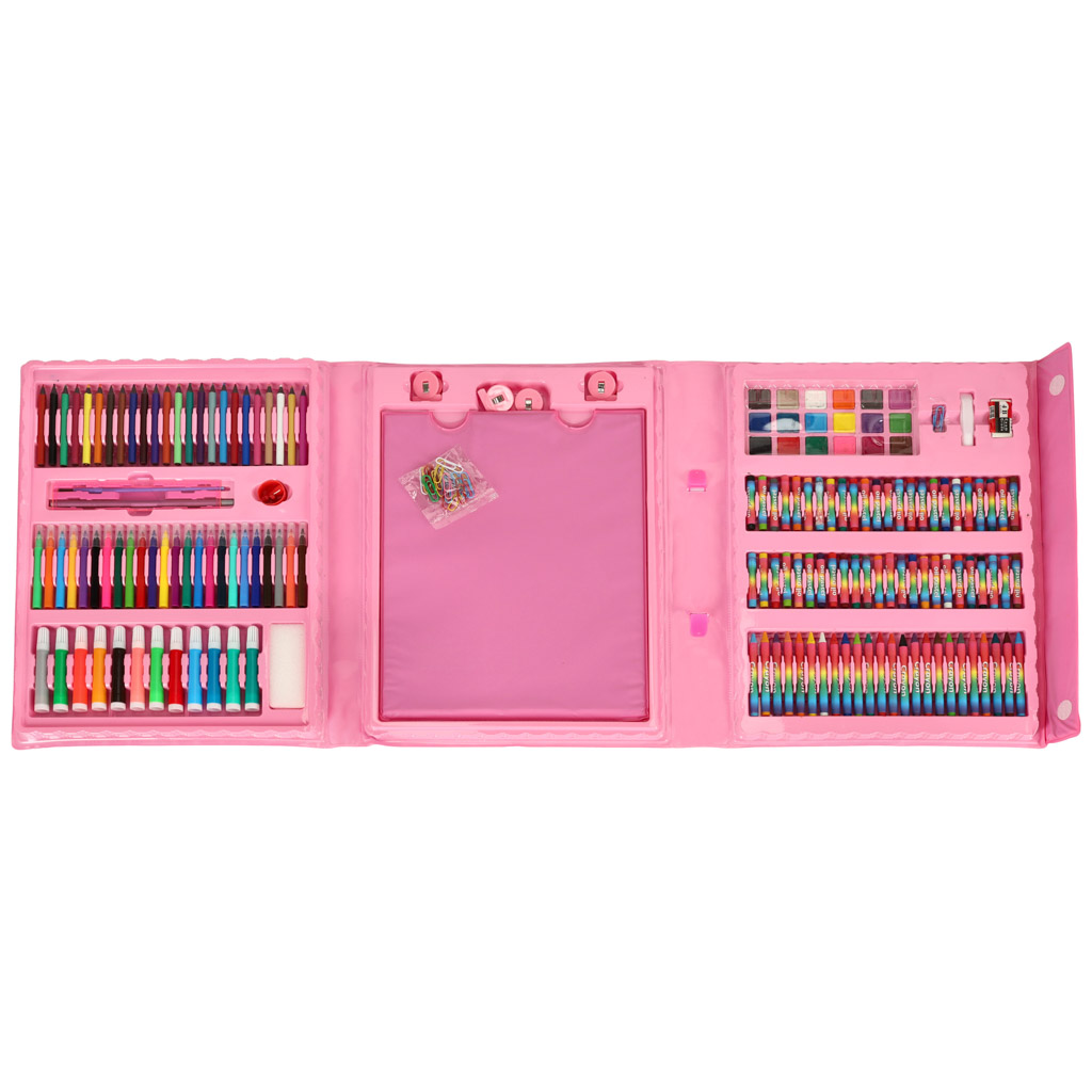 Painting-art-set-in-suitcase-208-pieces-pink-141178 Umjetnički set s 208 dijelova u kovčegu – ružičasti