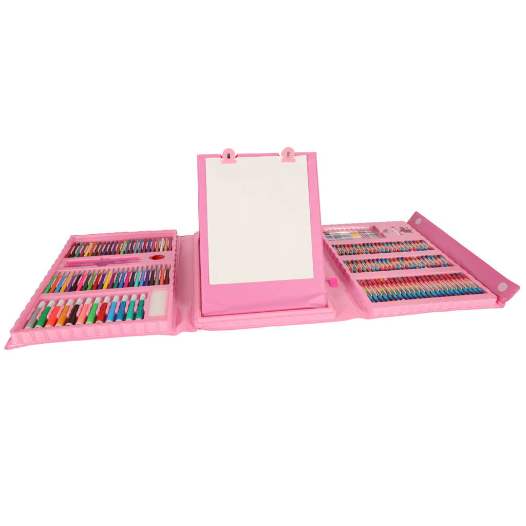 Painting-art-set-in-suitcase-208-pieces-pink-141181 Umjetnički set s 208 dijelova u kovčegu – ružičasti