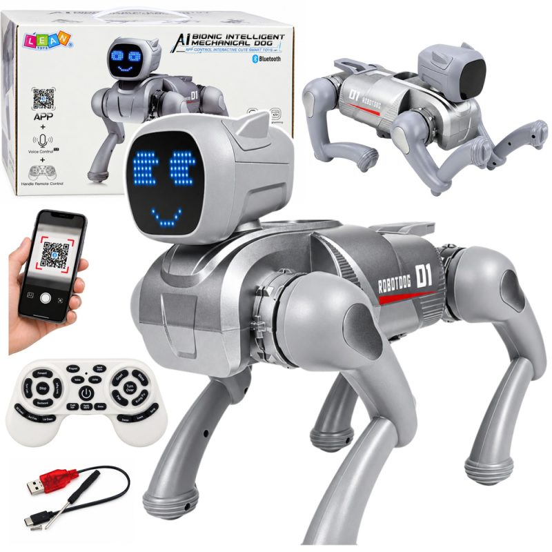 eng_pl_AI-Robot-Dog-Remote-Controlled-RC-Bluetooth-App-Programmable-Silver-32783_1 AI robotski pas – daljinski upravljan (RC/Bluetooth/Aplikacija), programabilan, srebrni