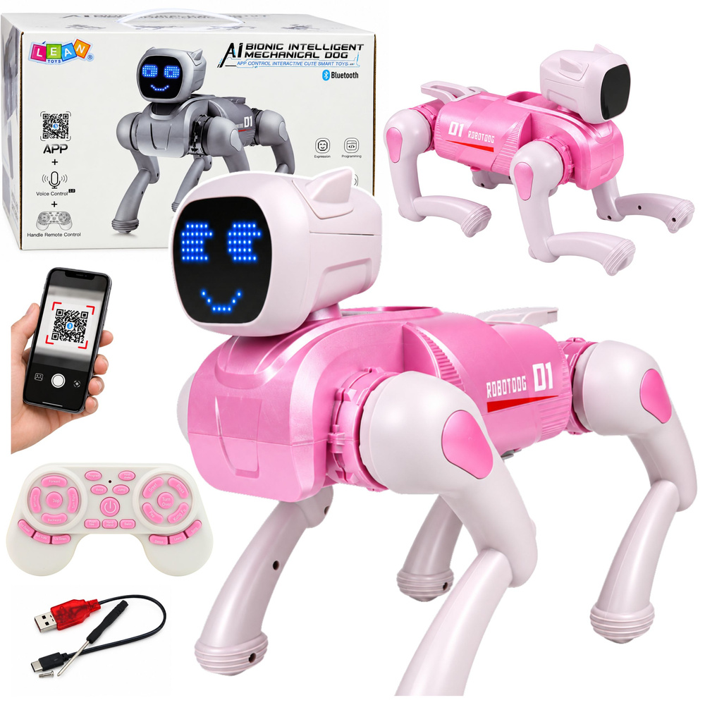 eng_pl_Pink-AI-Robot-Dog-Remote-Controlled-RC-Bluetooth-App-Programmable-32782_1 AI robotski pas – daljinski upravljan (RC/Bluetooth/Aplikacija), programabilan, roza