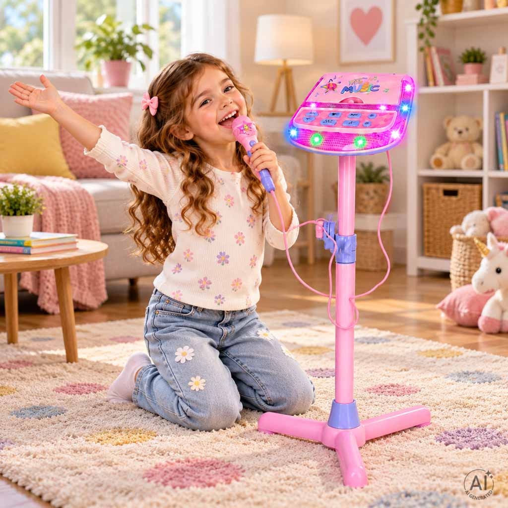 Karaoke set za djecu s mikrofonom na stalku, MP3 playerom i zvučnim efektima