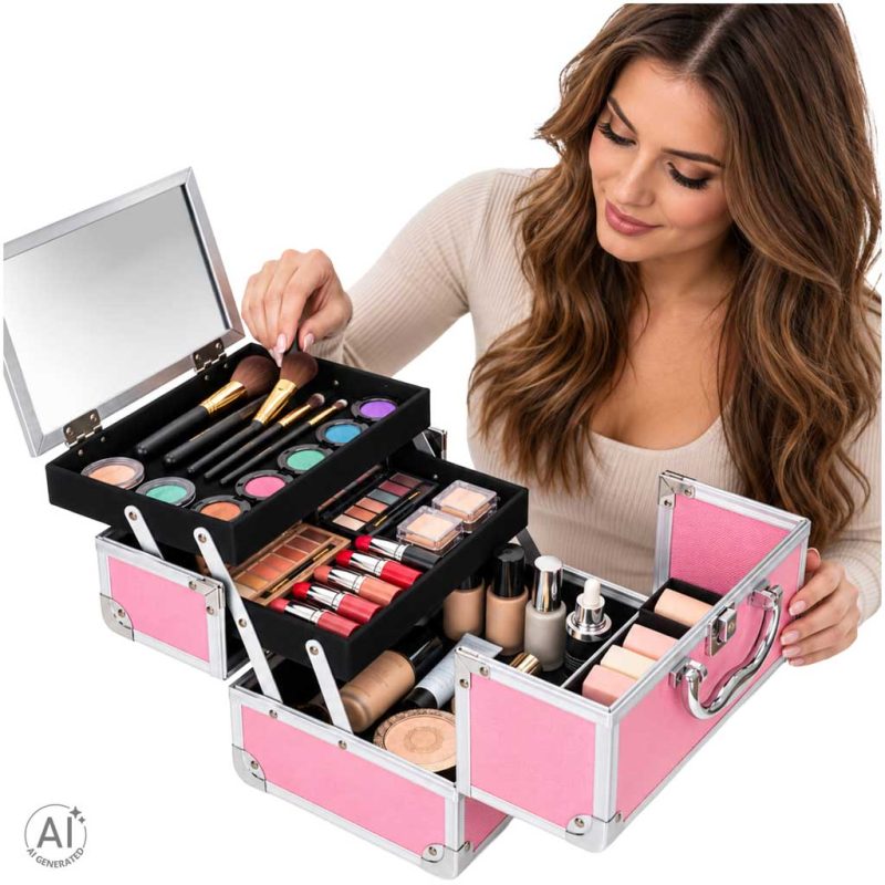 Pink-cosmetic-organizer-with-mirror-193598 Ružičasti kozmetički organizator s ogledalom